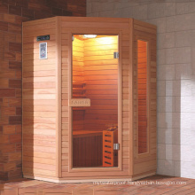 Indoor Corner Diamond Shaped Solid Wood Far Infrared Sauna Room